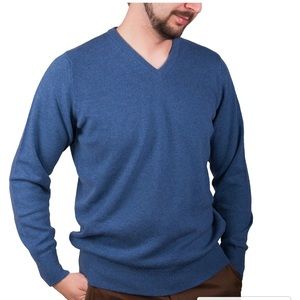 Hawick knitwear pure cashmere blue sweater size Large